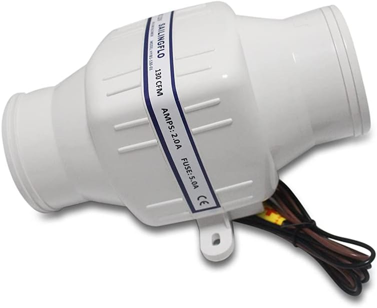 SAILINGFLO 3" In-line Marine Bilge Air Blower 12V 130CFM Centrifugal Bilge Fan (3") - Image 4